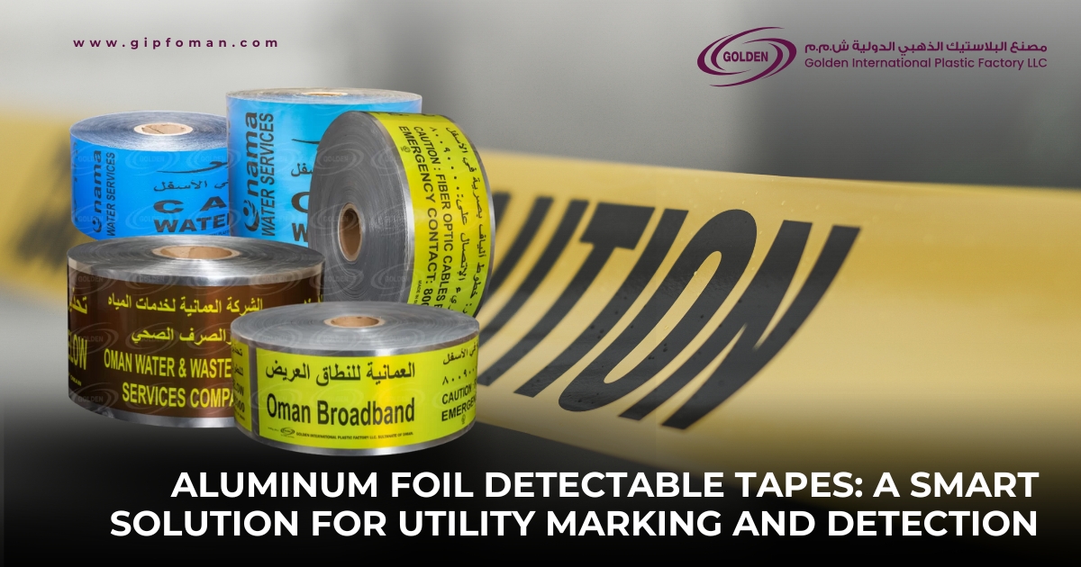 Discover GIPF, the Best Underground Warning Tape Manufacturer and Best Cable Tile Manufacturer in Oman. Your trusted Caution Tape Supplier, Aluminum Foil Detectable Tape Supplier, and Warning Mesh Supplier.
